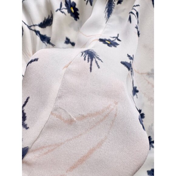 JOIE Yadra White Floral Double Faced 100% Silk Georgette V-Neck Blouse, Size L - Picture 11 of 16